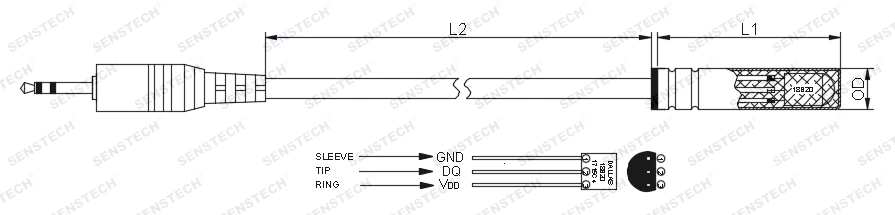 Metal 3.5mm Stereo Jack UL2464 Wire Ds18b20 Temperature Sensor