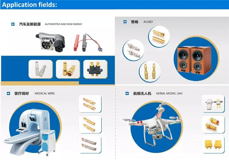 Custom Male Pin Connector Straight Copper Gold Plated Solder Wire Male Terminal for Motor