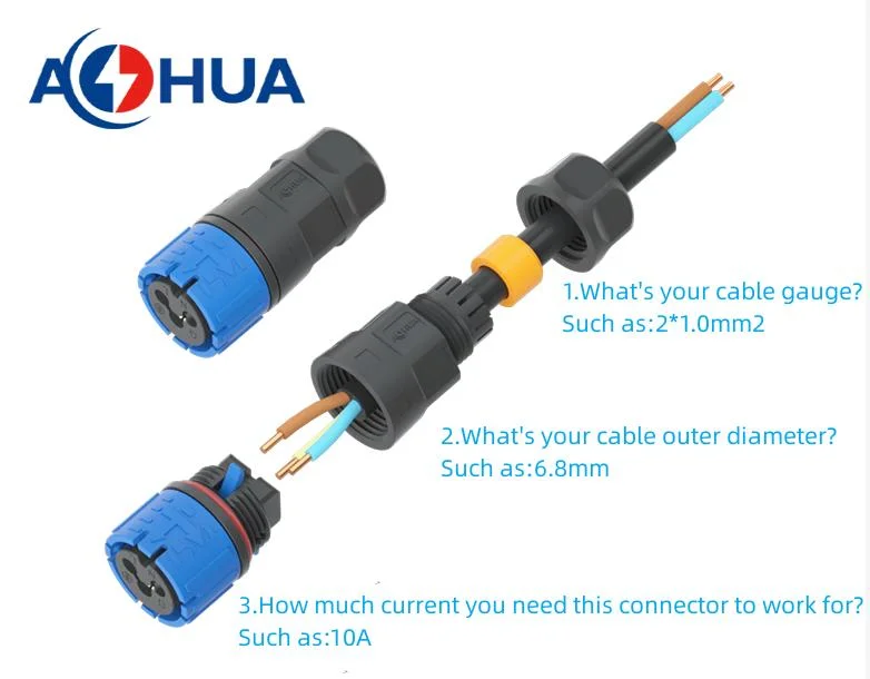 Power Cable Connectors Male and Female 15A 250V Q20 2pin 3pin Wire Connector with Push Lock Terminal Assembly Bayonet Lock Quick Connector IP67