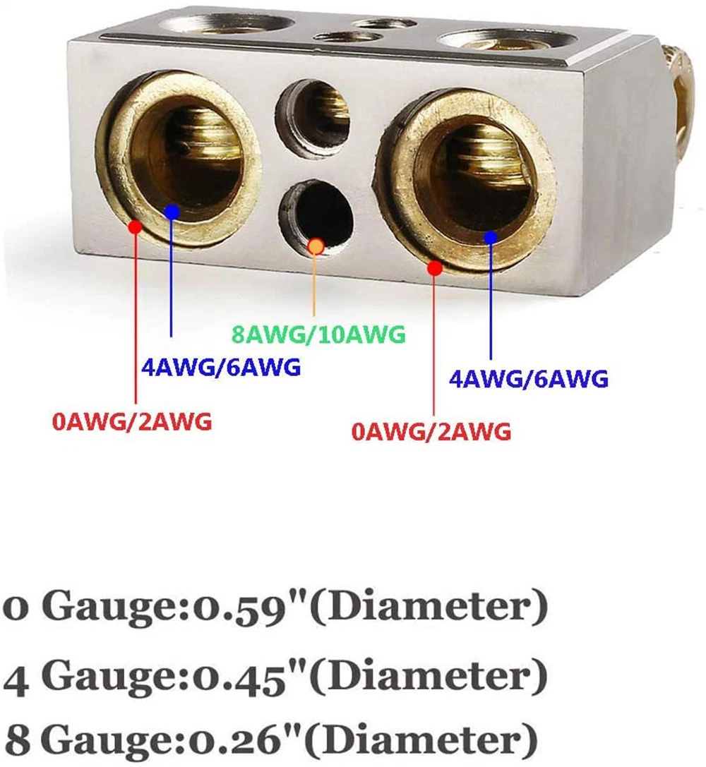 Amazon Hot Storage Battery Four-Hole Terminal Gauge 0/4/8/10 Cable/Wire Connection Heavy-Duty AMP Car Battery Terminal