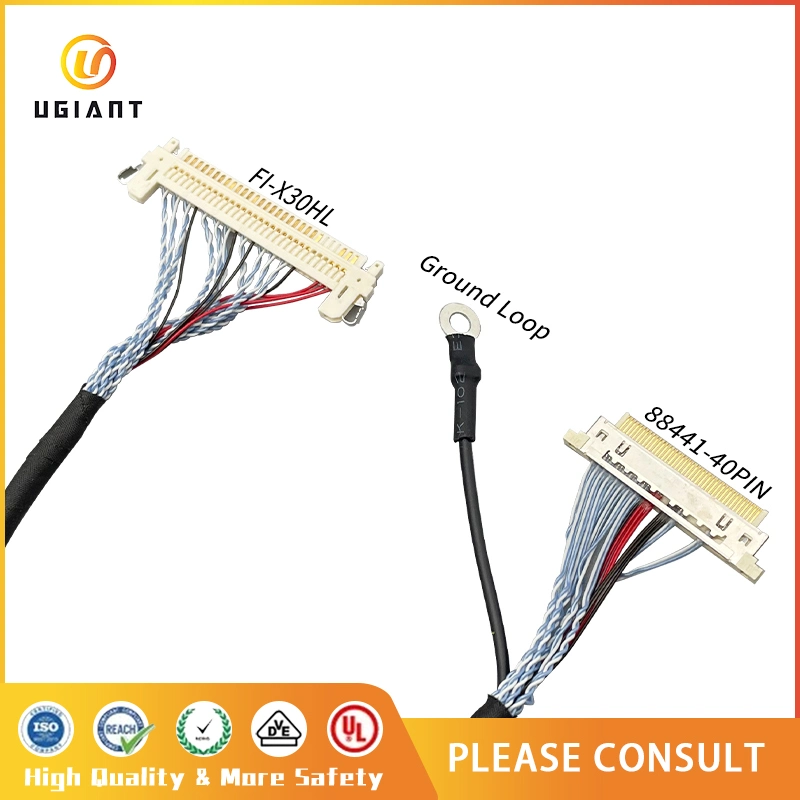 Ring Terminal Dual Channel 30 Pin Lvds LCD FFC Conductive Acetate Cloth Tape Connector Cable Set for LED TV LCD Panel