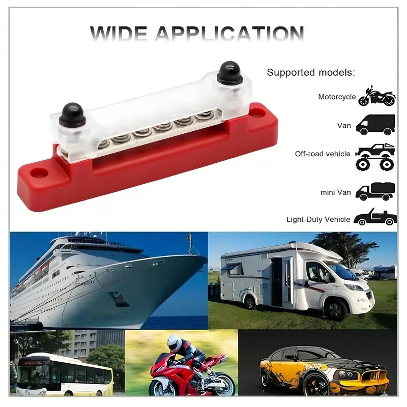 Bus Bar Block 48V 150A Terminals Power Ground Distribution for Car Boat Marine Power Distribution with Ring Terminals