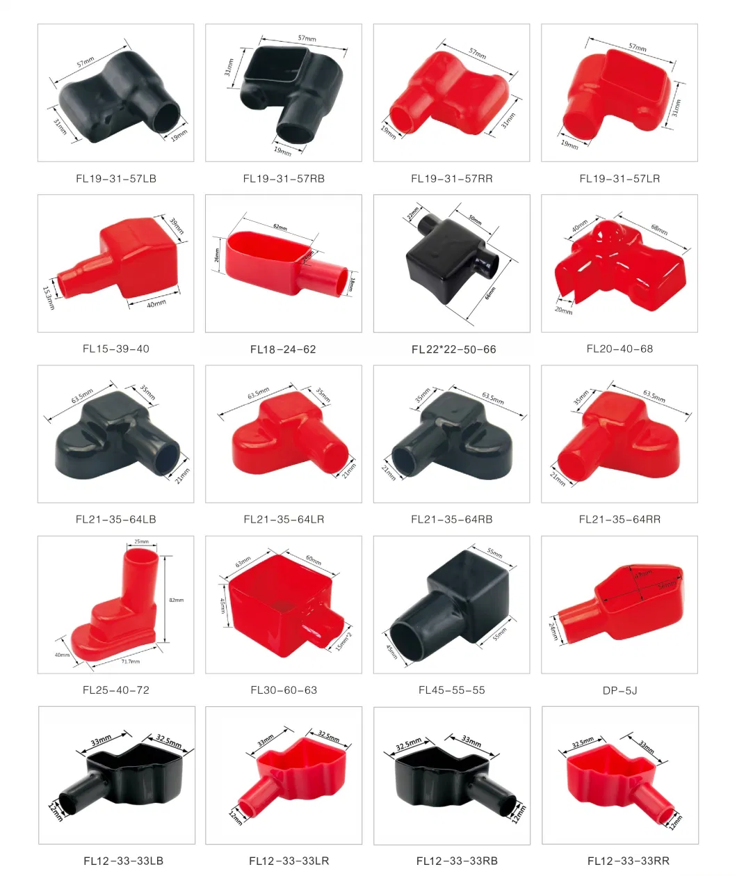 Auto Car Soft PVC Battery Terminal Covers Black and Red Top Post Battery Rubber Boot Protector