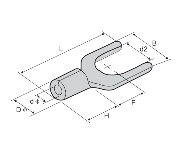 Non Insulated Spade Terminal Electrical Wire Naked Fork Crimp Connector Use for Stud AWG22-10 with U Tape