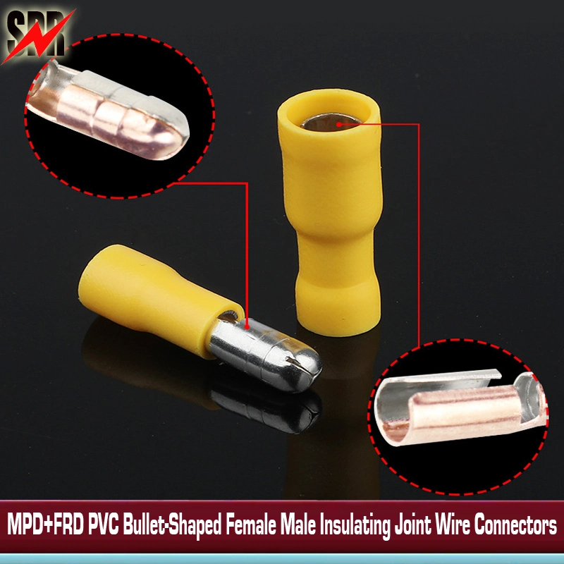 Mpd+Frd PVC Bullet-Shaped Female Male Insulating Joint Wire Connector Bullet Audio Wiring Insulated Electrical Crimp Terminals