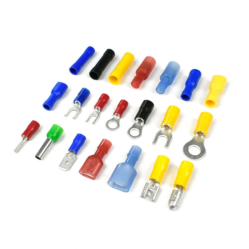 Black/Red/Blue/Yellow Round Cable Connector RV Types Connecting Sizes Insulated Wire Terminals Copper Insulated Ring Terminal Lug
