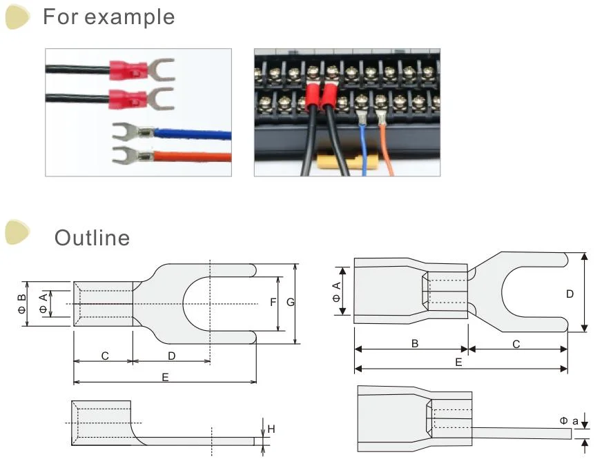 Siron U Type Copper Wire Crimp Y Shape Connector Pressed Insulated Fork Terminals