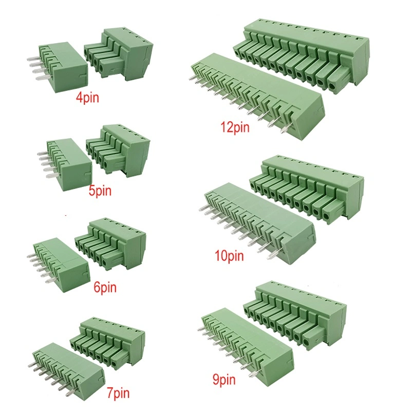 Screw Terminal Block Connector 3.5mm 3.81mm 3 4 5 6 7 8 9 10 11 12 13 Pin Way Green Pluggable Type