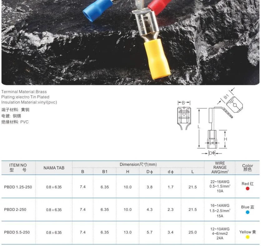 BV Copper Insulated Middle Cable Connector Terminal