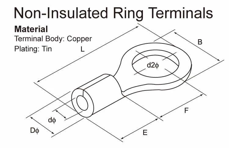 Rnb Series Uninsulated Copper Terminal Lugs Ring Type with a. W. G 22-16