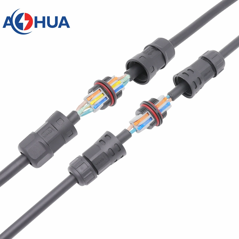 Aohua Connector Supplier Sales IP67 IP68 LED Light Power Cord Round Waterproof Connector M21 No Screw Quick Connector 2pin LED Power Supply Adapter