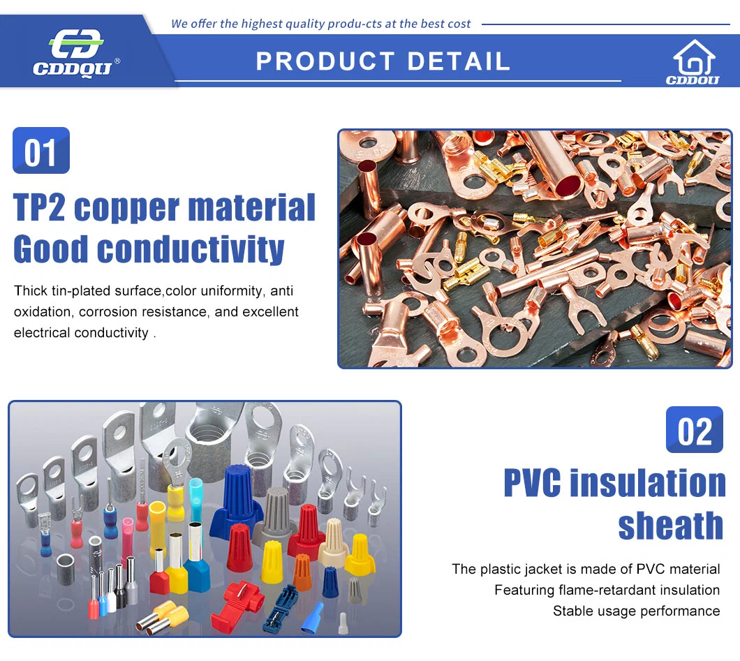 Insulated Copper Terminals #10 5mm 16-14AWG Electrical Ring Crimp Terminal