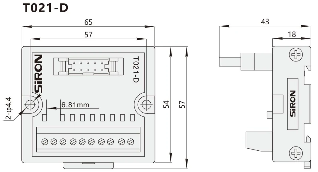 Siron T021-D 8-Bit Conversion Two-Way Connection Terminal Block Breakout Board with Indicator Light