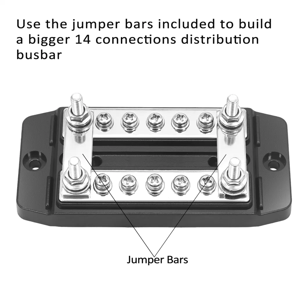 Edge Dbbs25 Dual Row Busbar Positive and Negative 2 X M5 Studs 5 X #8 Screw Terminals Power and Ground Distribution Block with Ring Terminals (Red &amp; Black)