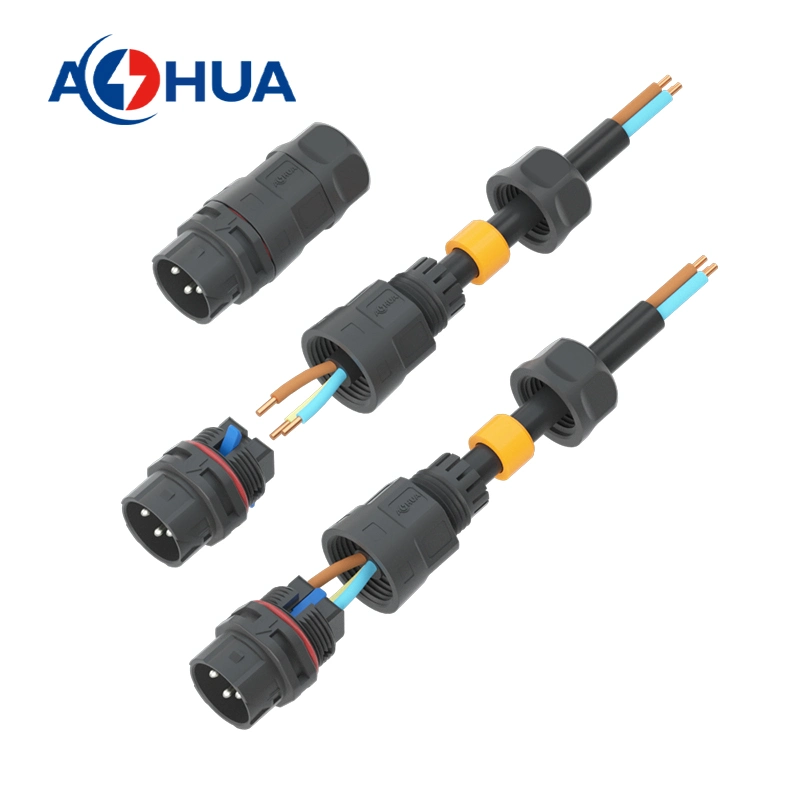 Power Cable Connectors Male and Female 15A 250V Q20 2pin 3pin Wire Connector with Push Lock Terminal Assembly Bayonet Lock Quick Connector IP67