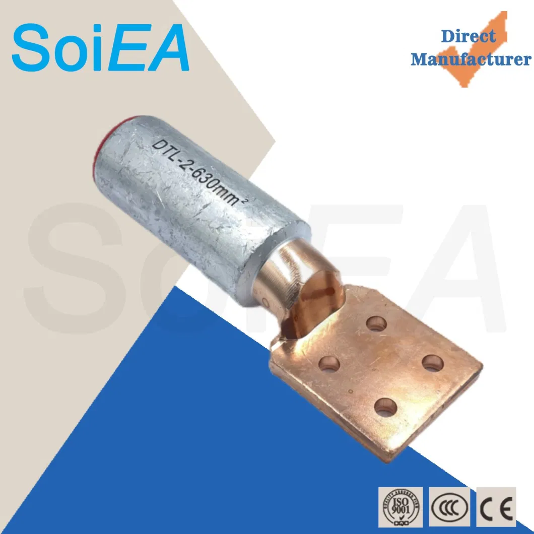 Square Ring Flat Type Friction Cable Lug Terminal Copper to Aluminum Cu Al Transition Gtl Bimetallic Friction Welded Connector