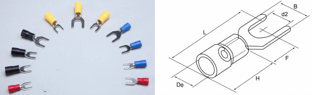 Bright Tin Plating Sv Insulated Terminals Cable Lug Fork Type