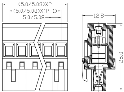 Vertical Type 5.0mm/5.08mm Connectors PCB Pluggable Terminal Block