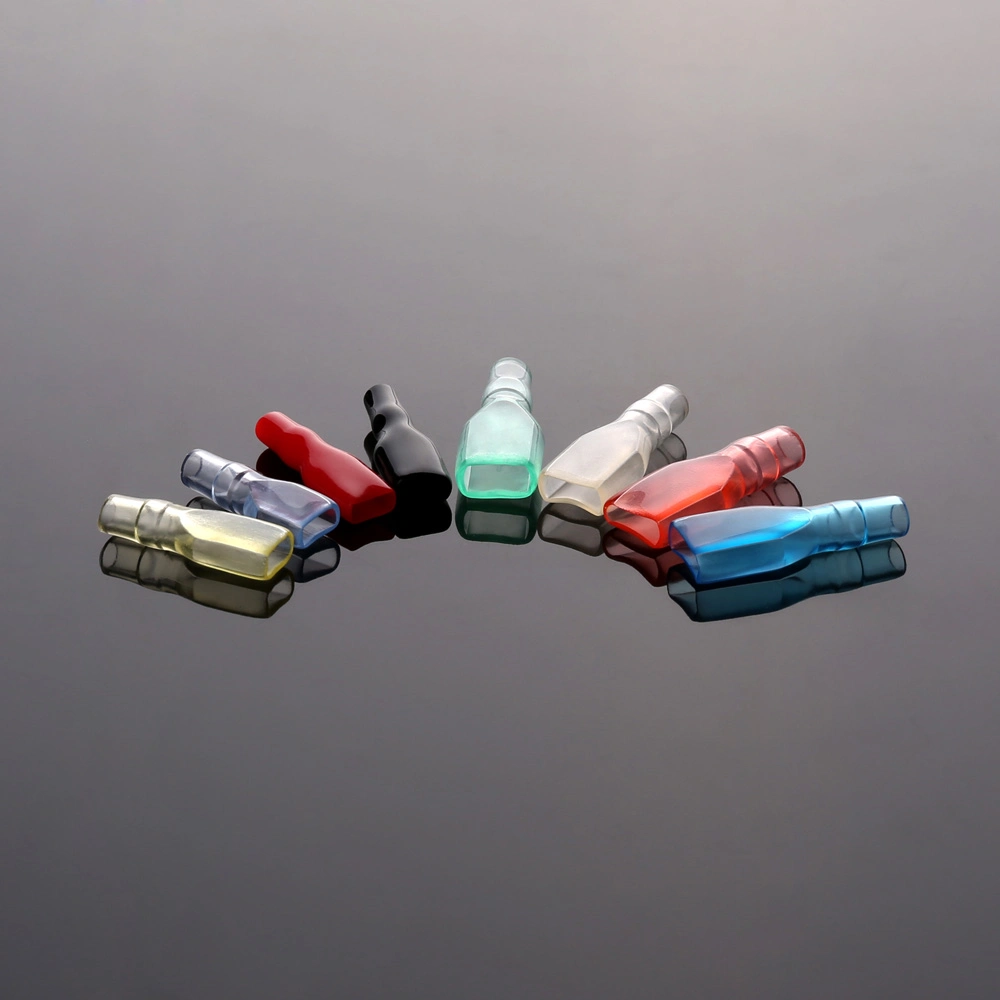 6.3 mm Flexible Plastic Female Spade Electrical Wire Terminal Connector Insulated Cap PVC Sleeve