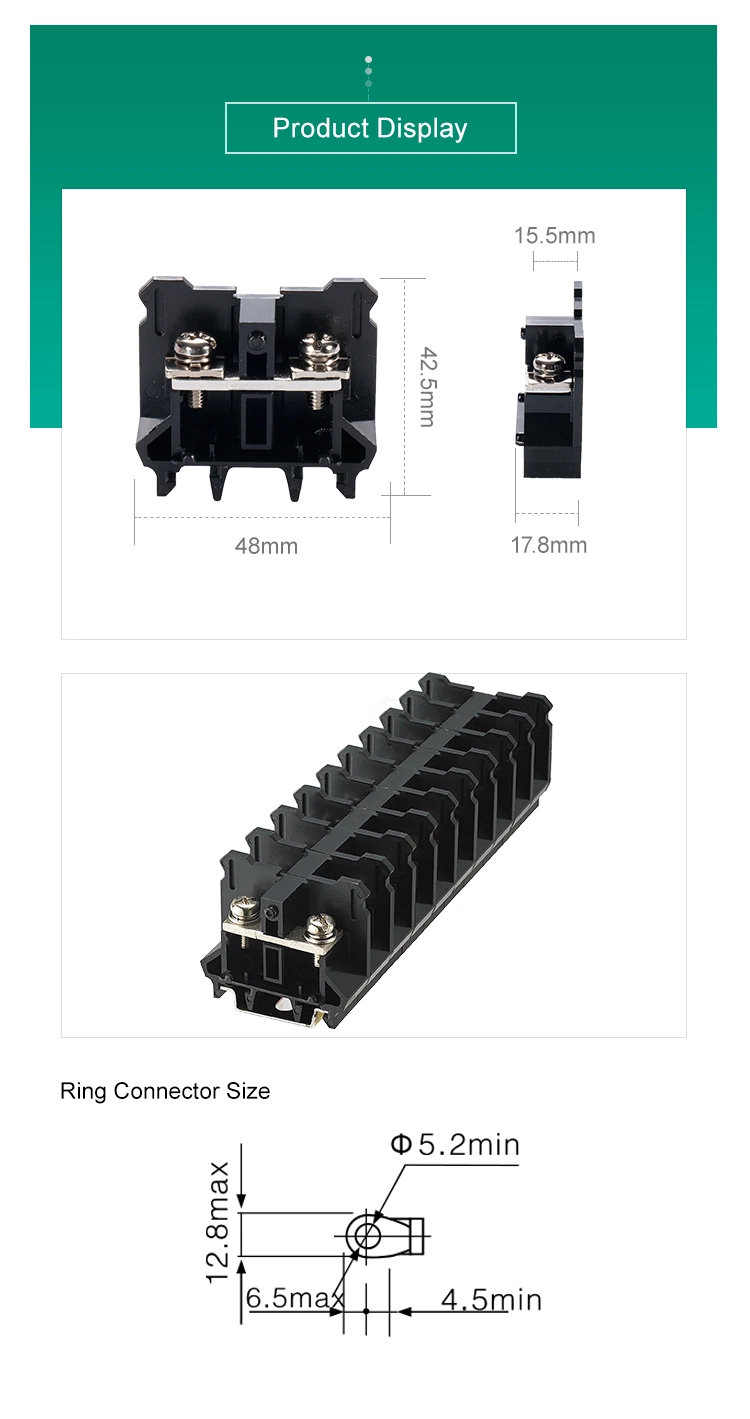 DIN Rail Connector AWG 16-6 Ring Connector Terminal Block