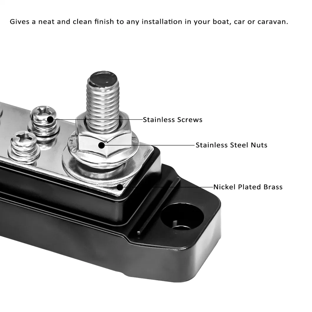 Edge Bbpg5 Busbar Positive and Negative 2 X 5/16&rdquor; Studs and 8 X #8 Screw Terminals Power Distribution Block with Ring Terminals