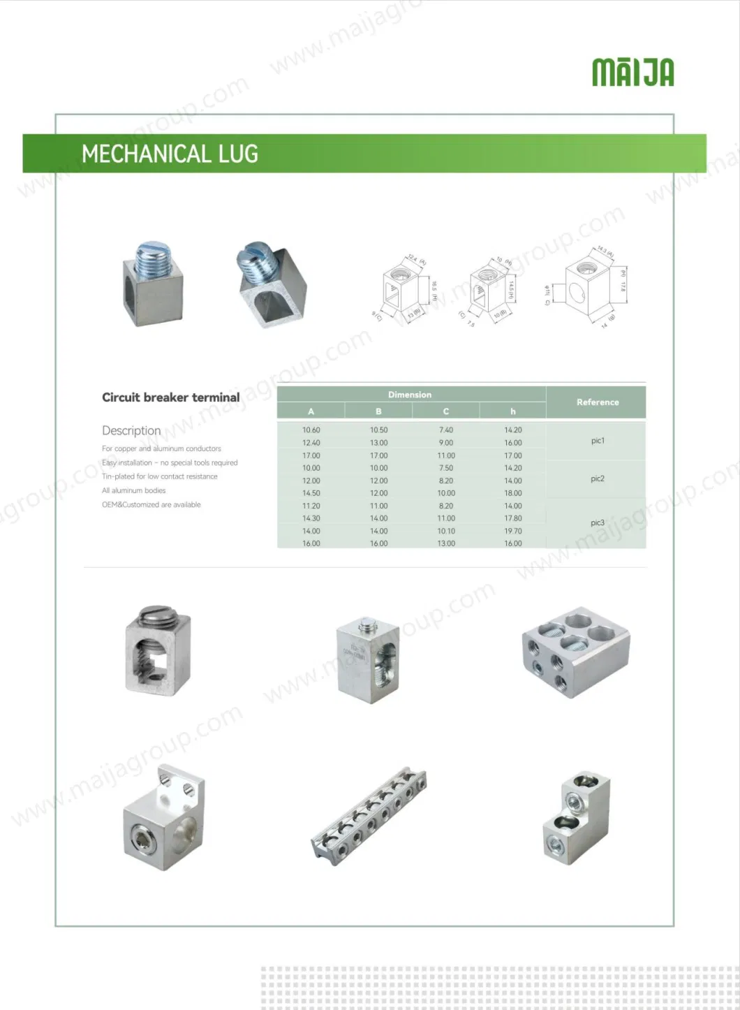 Manufacture Electrical Connector Board Copper Aluminum Alloy Wiring Strip Wiring Frame Terminals
