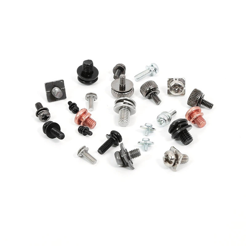 Nickel Plating Square Washer Two Combination Screw Slotted-Cross Recessed Round Head Sems Screw for PCB Mount Terminal Block
