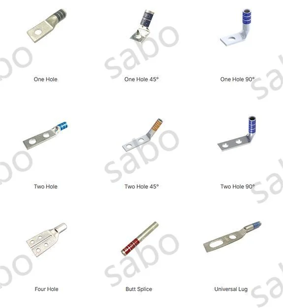 Different Types of 25 mm Wire Size Double Holes Cable Crimp Lugs Short Barrel Lugs with Inspection Window