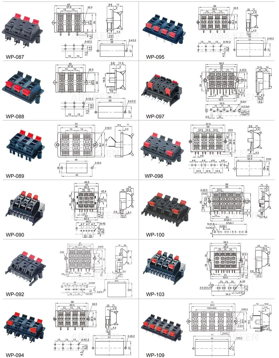 Wp-094 Wp Push Terminal PCB Board 8 Pin Block