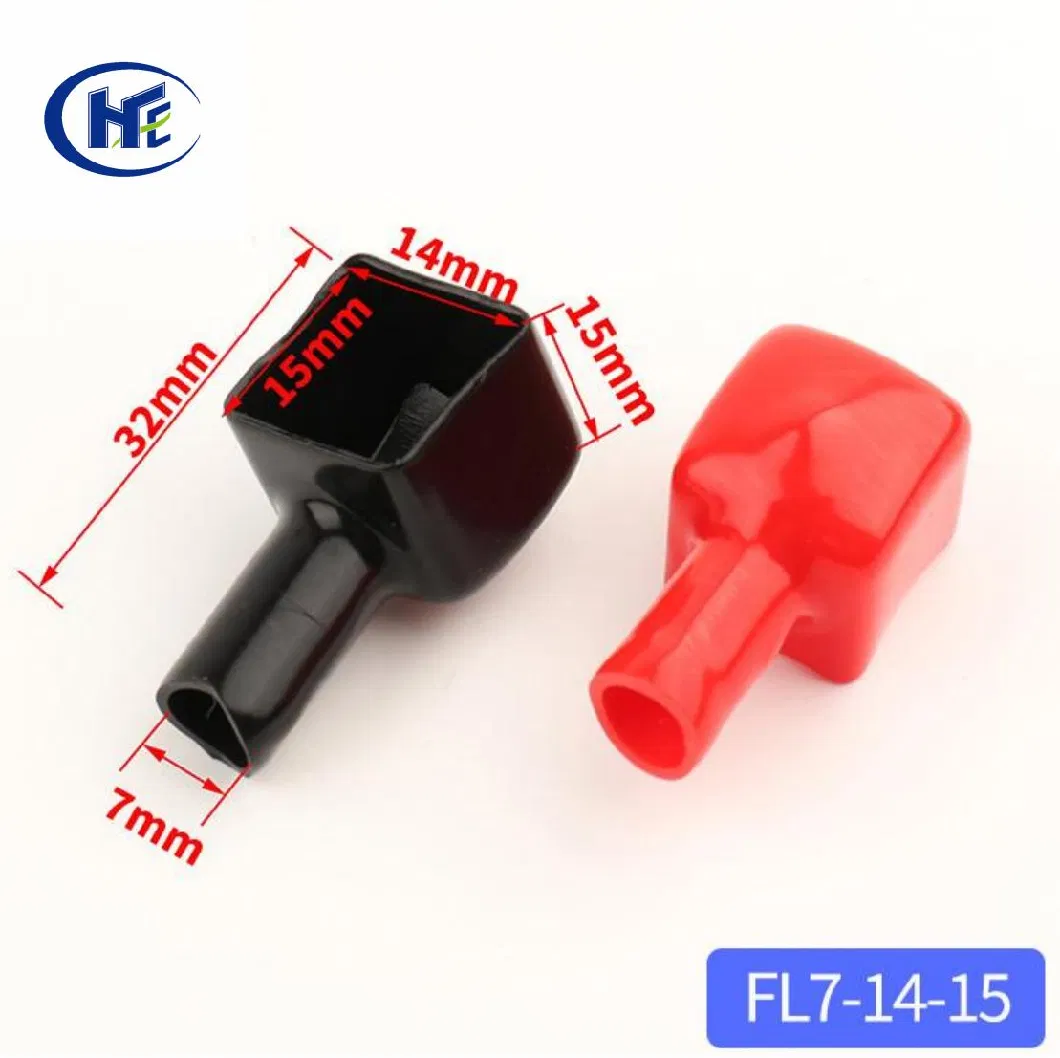 2PCS Red Black Soft Vinyl Cable End Cover Plastic Car Positive Pole Battery Terminal Insulating Caps Protection FL7-14-15
