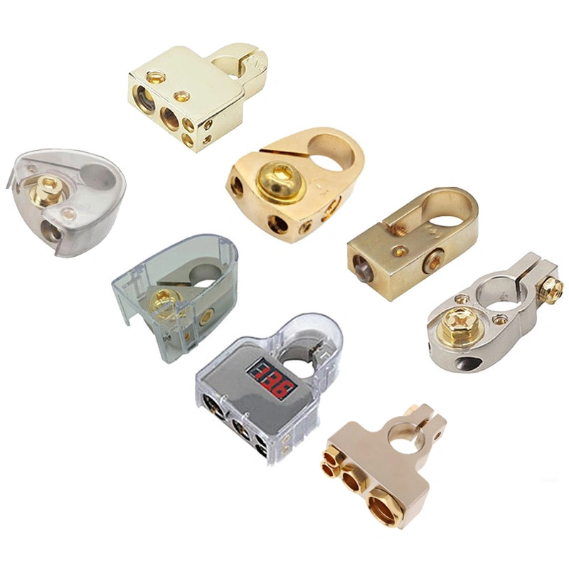 5/16&quot; Wing Nut Gold Plated Copper Brass Negative Battery Terminal Switch Clamp Cable Connectors with Spacer Shims for Heavy Duty