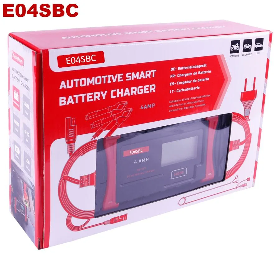 Car Battery Charger,8-Step 4AMP Automatic Portable Battery Charger Maintainer, 6V/12V Smart &amp; Advanced Trickle Charger Battery Desulfator with Temp Compensation
