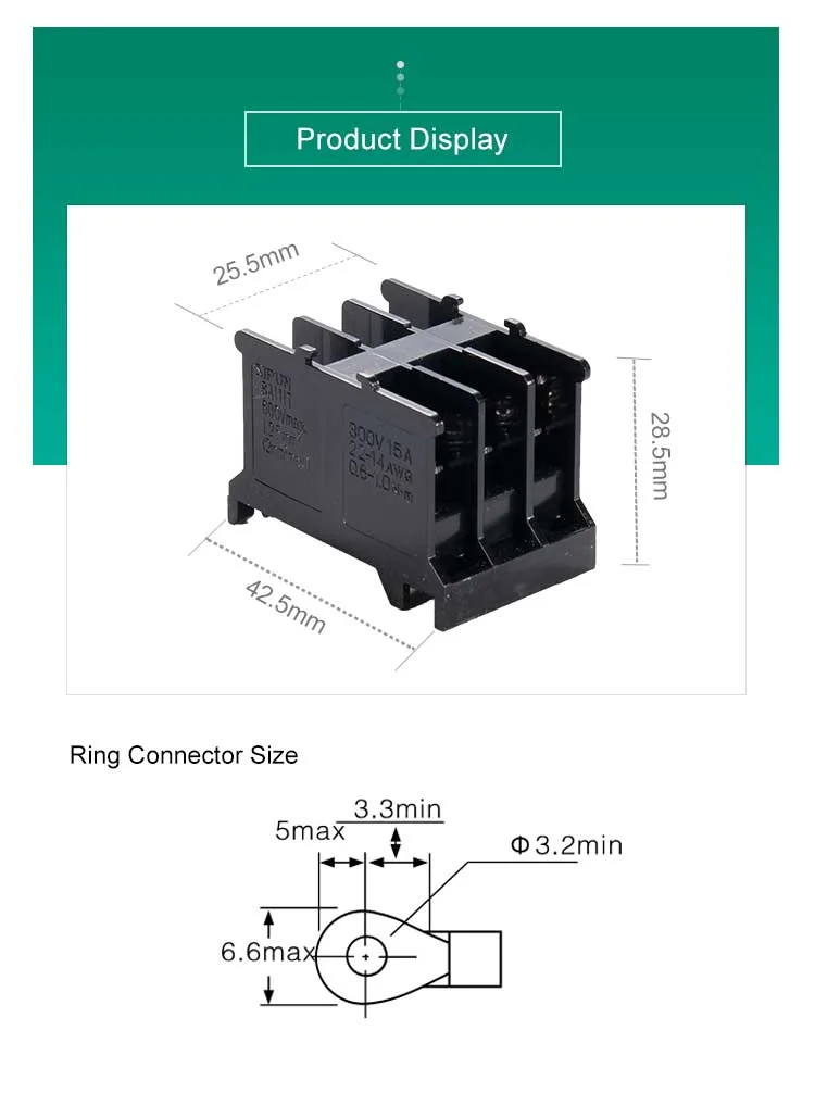 Iedc Ba111t Replacement DIN Rail Terminal Block for Ring Connector AWG22-14