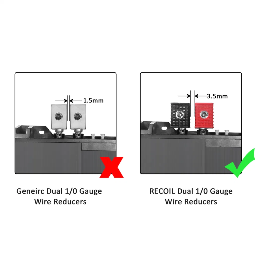 Edge Wrd00 Amplifier Power/Ground Input Wire Gauge Reducer Brass Dual 1/0 Gauge to 1/0 Gauge with Red/Black Silicon Covers, Marine-Grade Satin Chrome Finish