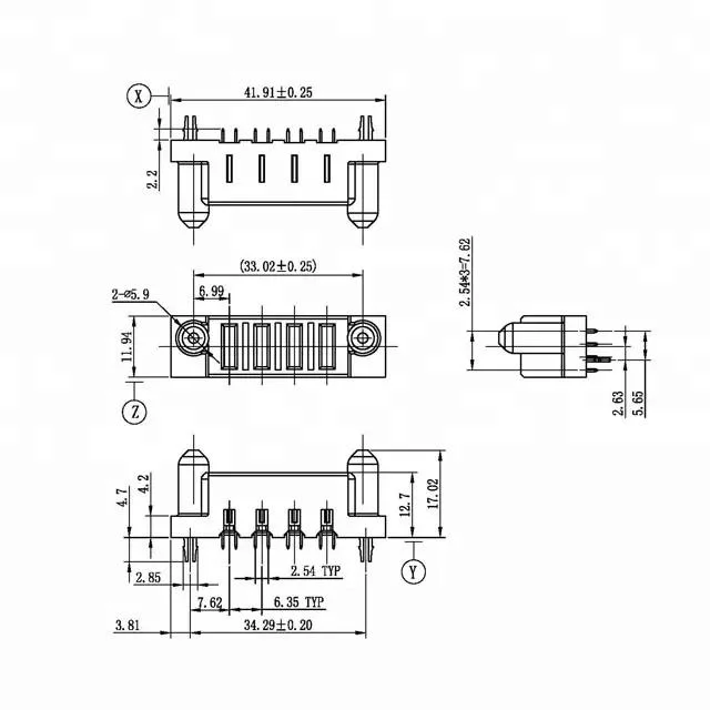 6.35mm 4pin Terminal 48A Tyco Te PCB Power Blade Connector for Power Distribution