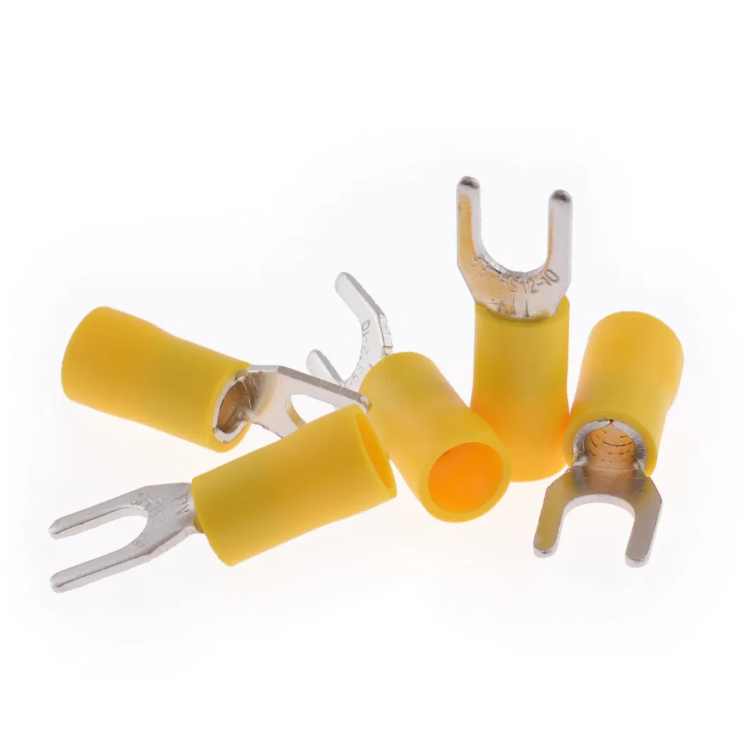 Red Nylon-Insulated Fork Wire Connectors Electrical Crimp Brass Spade Terminal