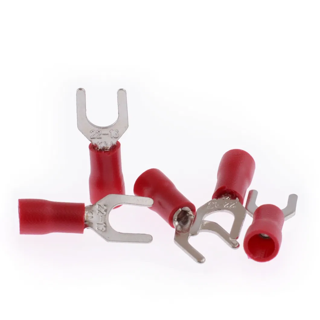 Red Nylon-Insulated Fork Wire Connectors Electrical Crimp Brass Spade Terminal