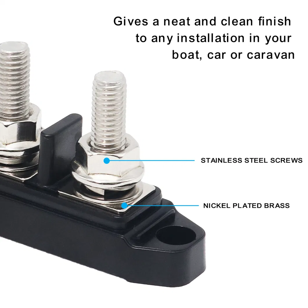 Edge Pg2-516 Insulated 2 Position Busbar 2 X 5/16&rdquor; Studs Terminals Power Distribution Block with Ring Terminals