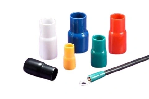 6.3 mm Flexible Plastic Female Spade Electrical Wire Terminal Connector Insulated Cap PVC Sleeve