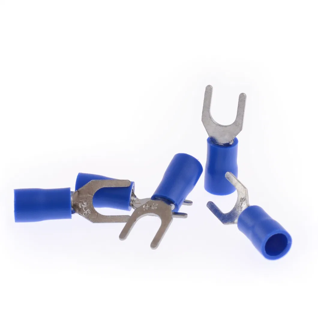 Blue Copper Insulated Spade Terminals Insulating Spade Ring Receptacle Fork Crimp Cable Lug