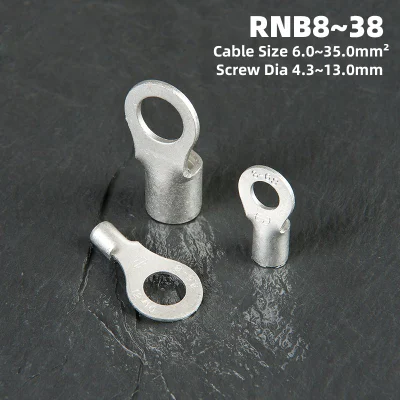 Serie RnB lengüetas de latón de cobre 22-10AWG anillo eléctrico redondo no aislado Terminales de crimpado tipo lengüeta