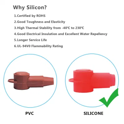Paquete de Stc40-4 4 cubiertas de terminal de silicona para bloques de empalme de alimentación y tornillo prisionero de batería del alternador, se ajusta a 2/0AWG a 4/0AWG cable, 2 pares rojos y 3 pares negros