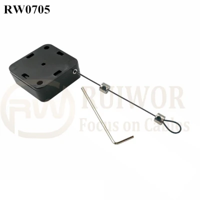 RW0705 Cable retráctil cuadrado Plus Adjustalbe Lasso Loop End por pequeño candado y llave Allen