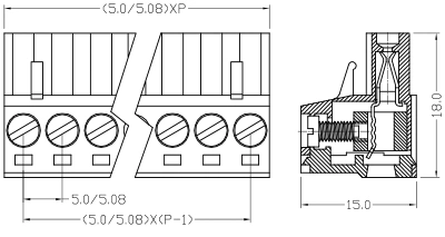 Ce/RoHS/certificación VDE 5,08 mm/5,0 mm 2-24 Pin/forma de bloque de terminales enchufables 2500fa 2500fb
