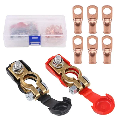  Pure Copper Battery Terminal Connector for Car Truck Heavy Duty Copper Ring Terminating Kit Battery Clamp Sets