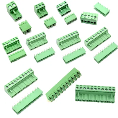 Bloque terminal de tornillo de montaje en PCB de contacto de nylon de 12 polos verde Color