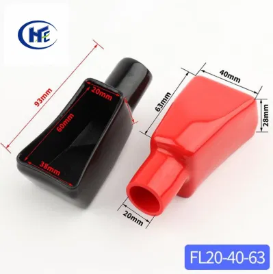 Par de alta calidad Rojo plástico negro tapa final de cable caucho Tapas de terminal de batería protectora tipo clásico positivo y negativo L20-40-63