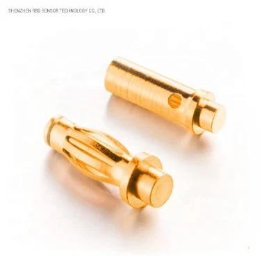 Montaje PCB enchufe eléctrico Bullet 2mm chapado en oro de latón Leadless el conector del terminal del muelle de PCB