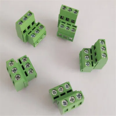 Conector de bloque terminal PCB de ángulo de contacto verde de color conectable