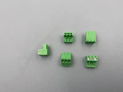 Bloque de terminales de PCB de ángulo de la conector de clavija tipo tapón color verde